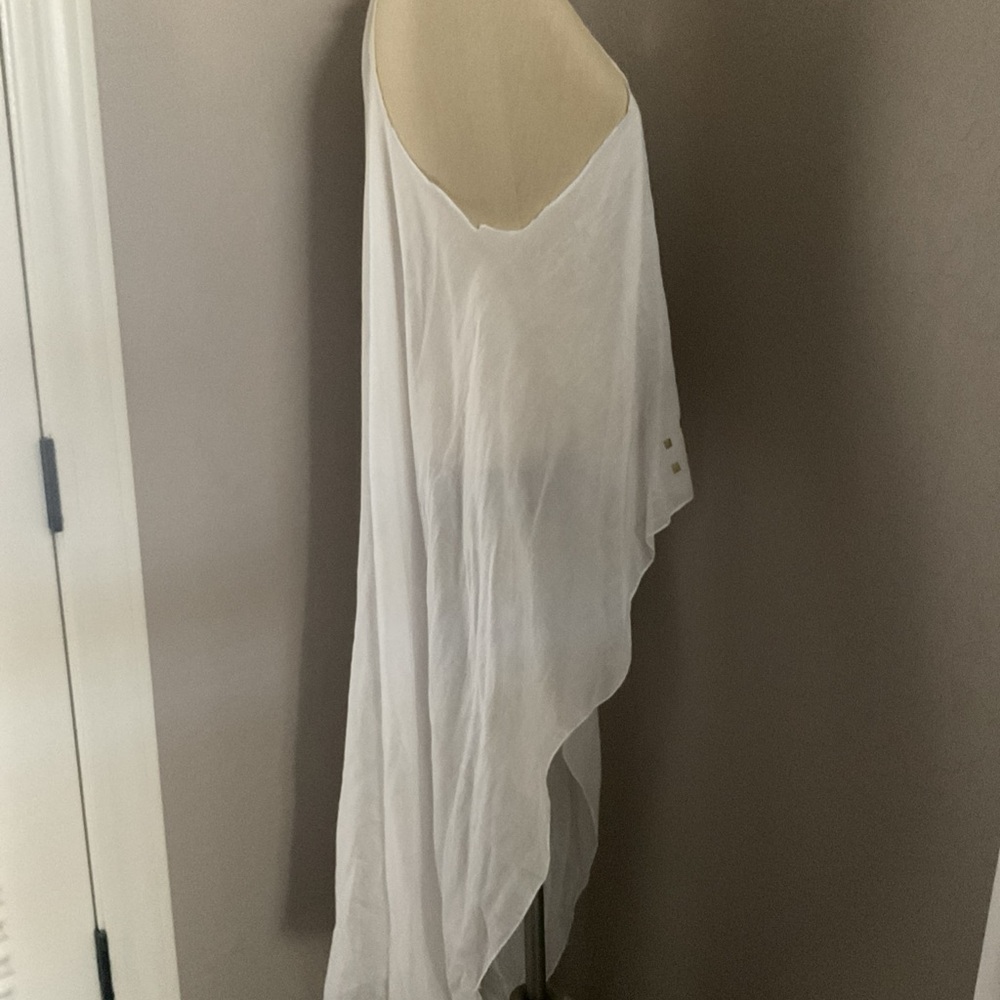 swim cover up white sheer cotton maxi from Turkey with Gold Accents Sz M - Picture 12 of 16